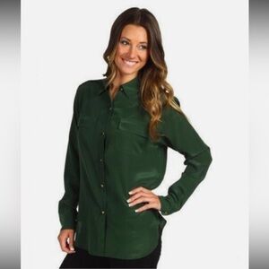 ✨Juicy Couture Angel Sloane Juniper Green Button-Up Blouse